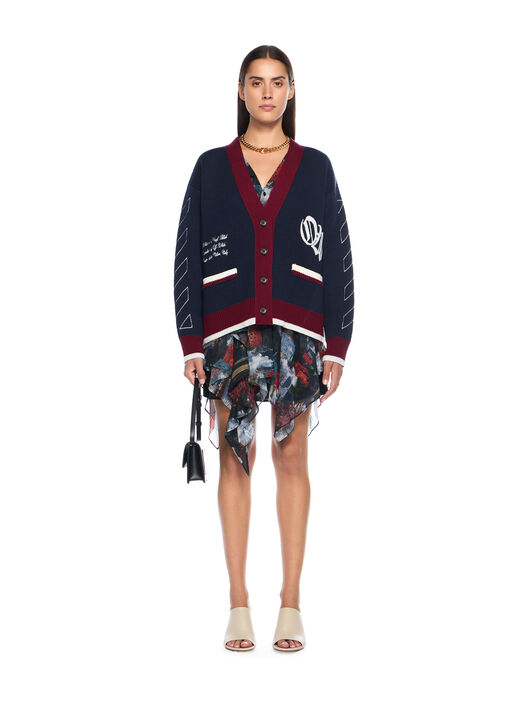 OFF WHITE Jacquard Knit Varsity Cardigan BLUE IRIS-WHITE OWHB04GF25KNI001