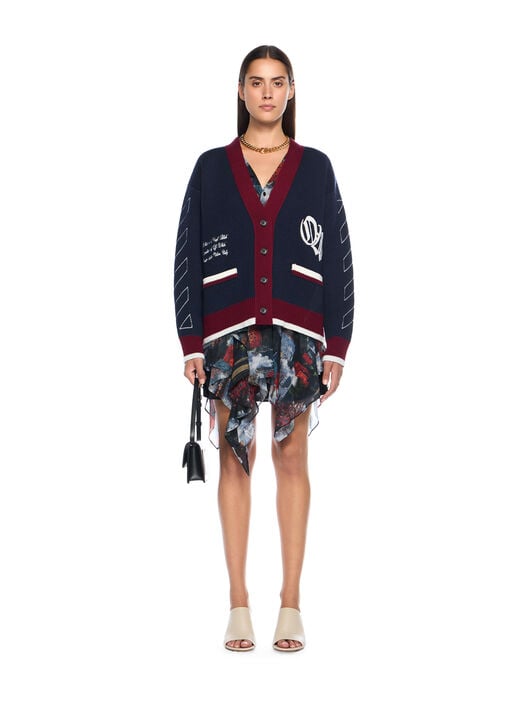 Jacquard Knit Varsity Cardigan OFF WHITE Jacquard Knit Varsity Cardigan BLUE IRIS-WHITE OWHB04GF25KNI001