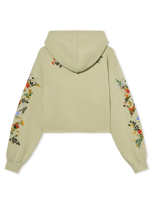 OFF WHITE Bookish Flowers Pkt Crop Hood ALFALFA-BLACK OWBB06BF25FLE001