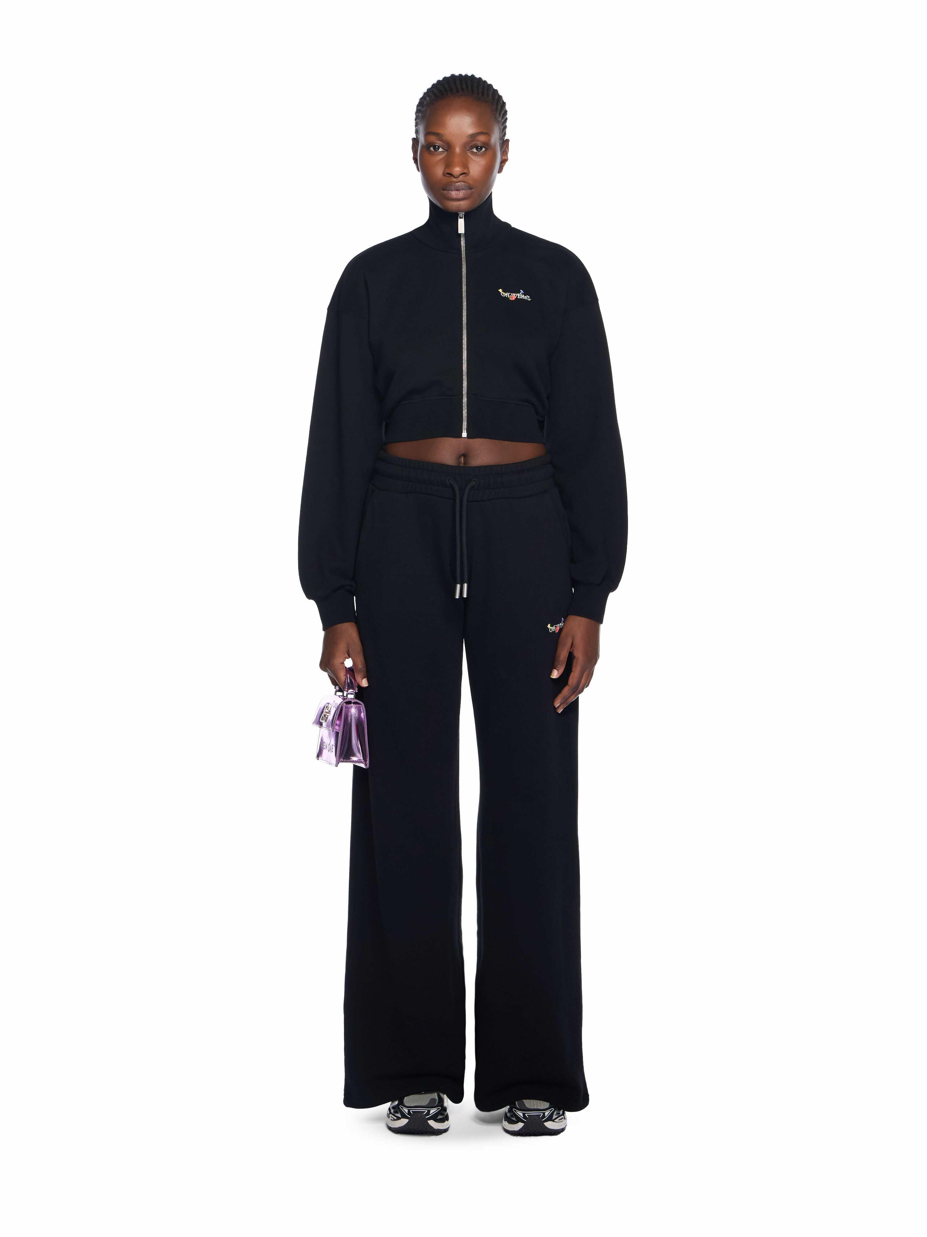 OFF WHITE Arrow Glass Flower Crop Jacket BLACK - WHITE OWBE006F25FLE002