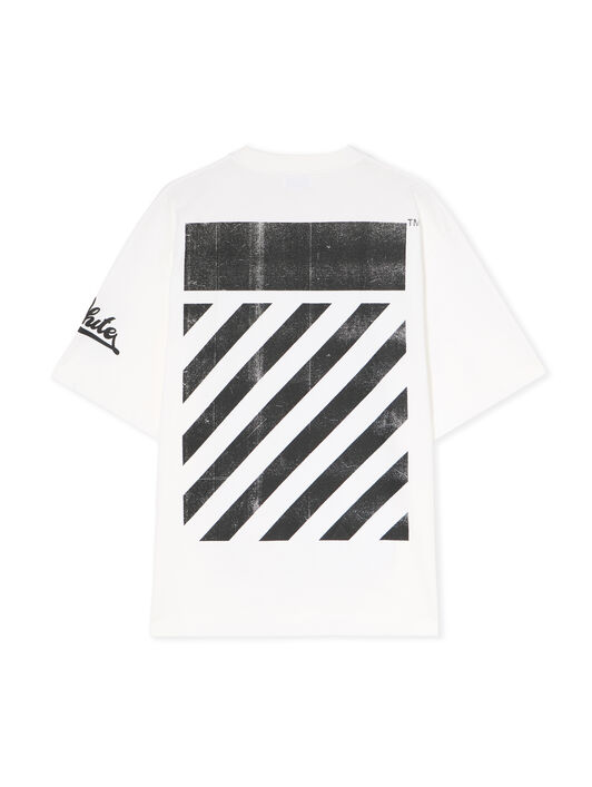 OFF WHITE Big Off Diagonal Skate Logo T-Shirt WHITE - BLACK OMAA120F25JER00L
