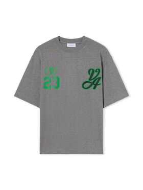 OFF WHITE 23 Varsity Skate T-Shirt MELANGE GREY  COLLEGE GREEN OMAA120S24JER011