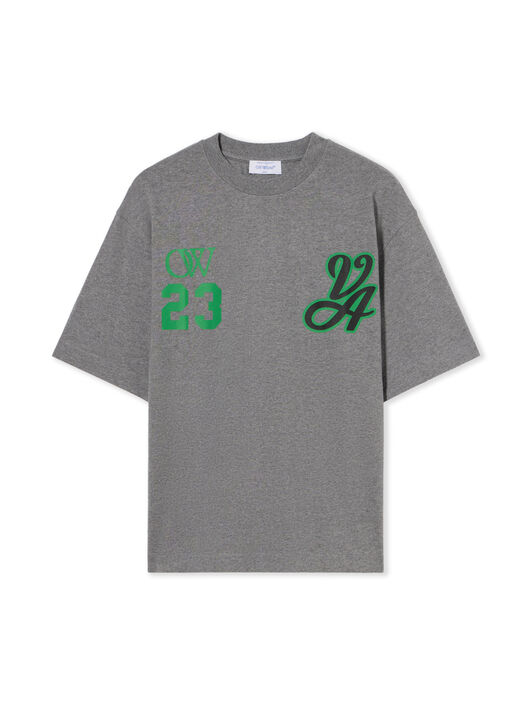 OFF WHITE 23 Varsity Skate T-Shirt MELANGE GREY  COLLEGE GREEN OMAA120S24JER011