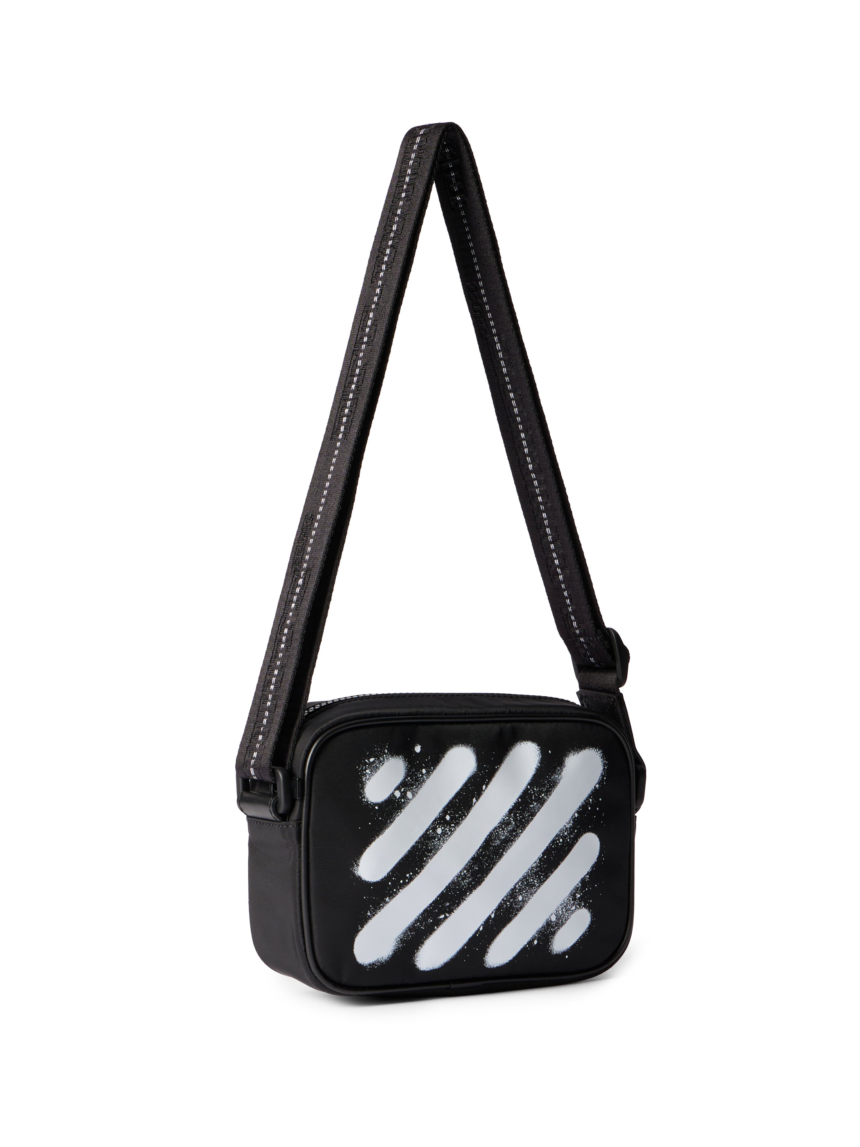 超美品‼️人気！オフホワイト サフィアーノ ダイアグ カメラバッグ ブラック Diagonal Spray Camera Bag in BLACK - WHITE for Men | Off-White™