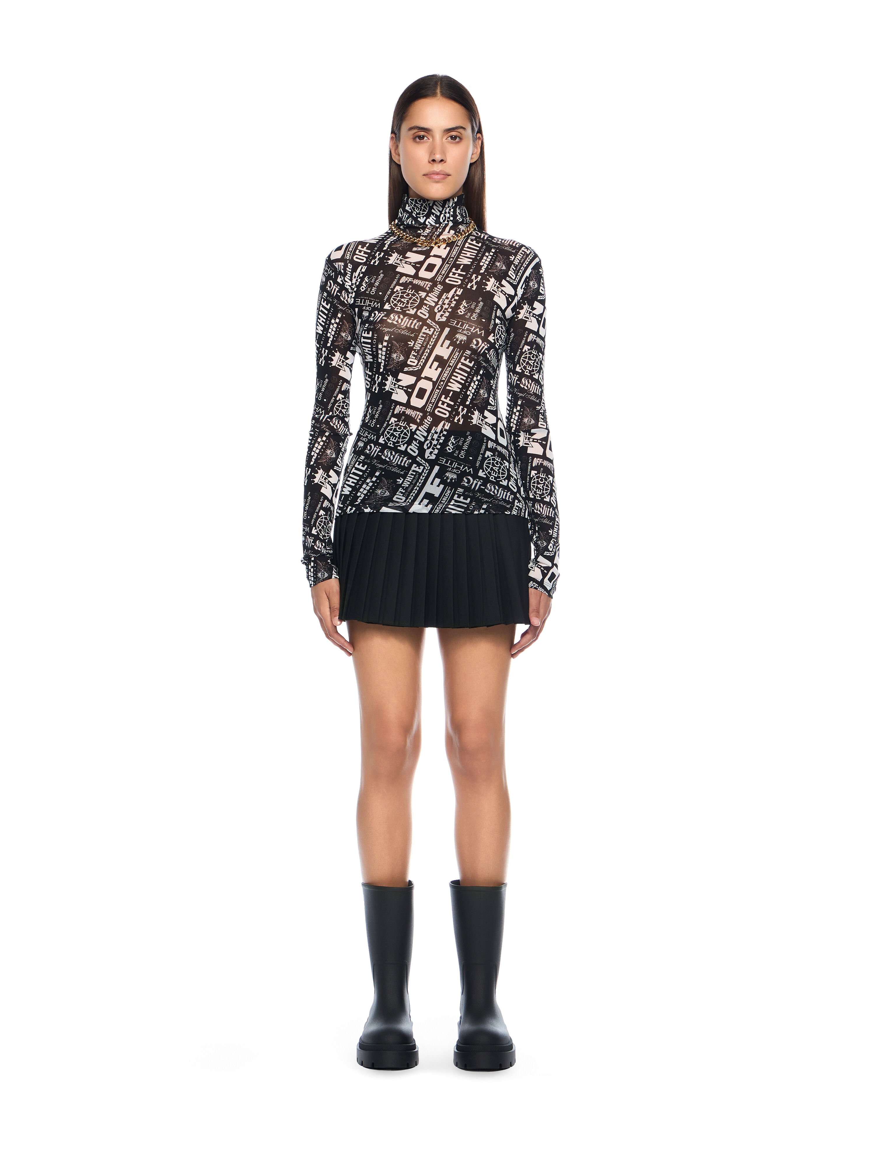 OFF WHITE Multilogo Mesh Long Sleeve Turtle Neck Top MULTILOGO-NO COLOR OWAD122F25JER002