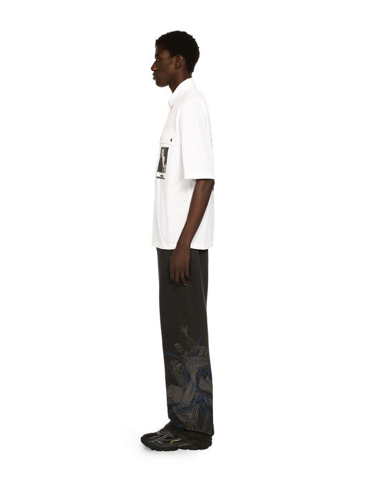 OFF WHITE Xerox Star Zip Bowling Shirt WHITE - BLACK OMGG01DF25FAB003