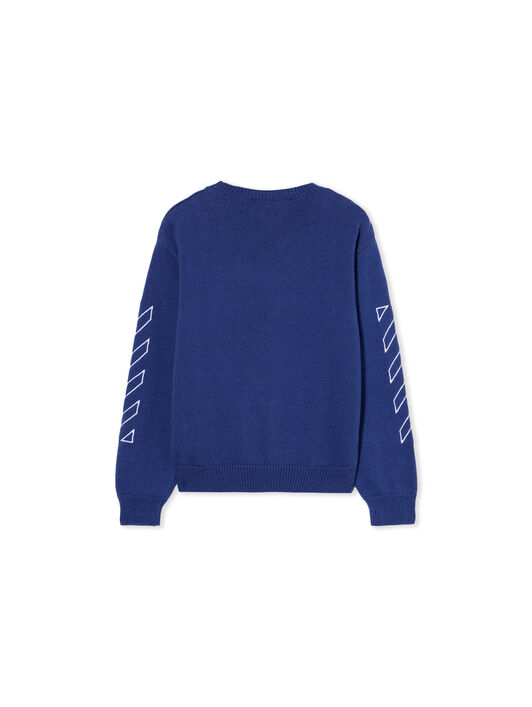 OFF WHITE Off Stamp Knit Crew Sweater BLUE - WHITE OBHE001F25KNI002