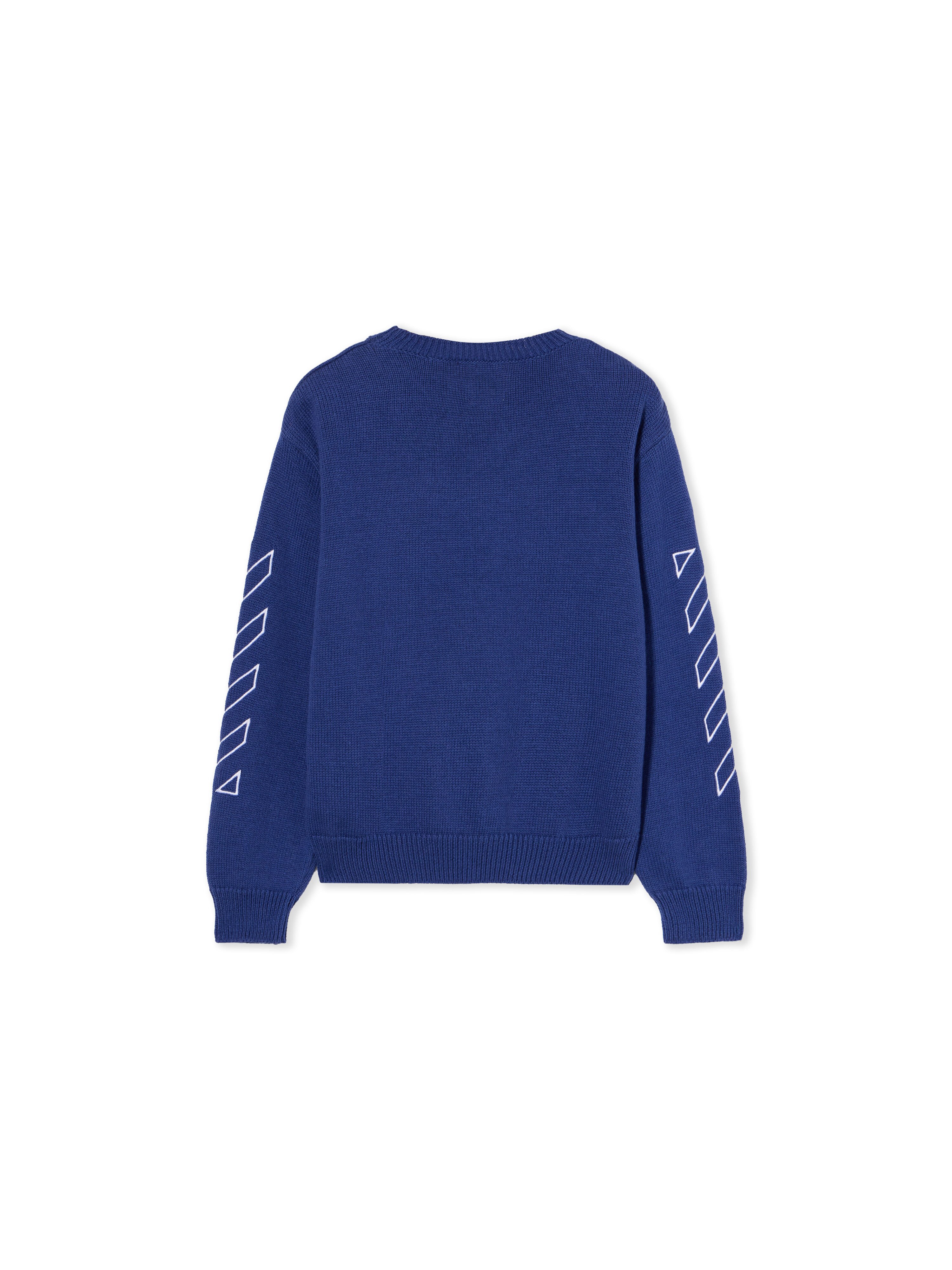 OFF WHITE Off Stamp Knit Crew Sweater BLUE - WHITE OBHE001F25KNI002