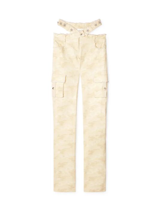 OFF WHITE Cremefarbene Camouflage Crossover Gürtelhose  OWCA18RZ25FAB001