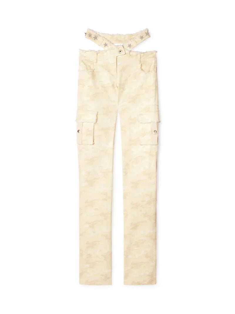OFF WHITE Cremefarbene Camouflage Crossover Gürtelhose  OWCA18RZ25FAB001