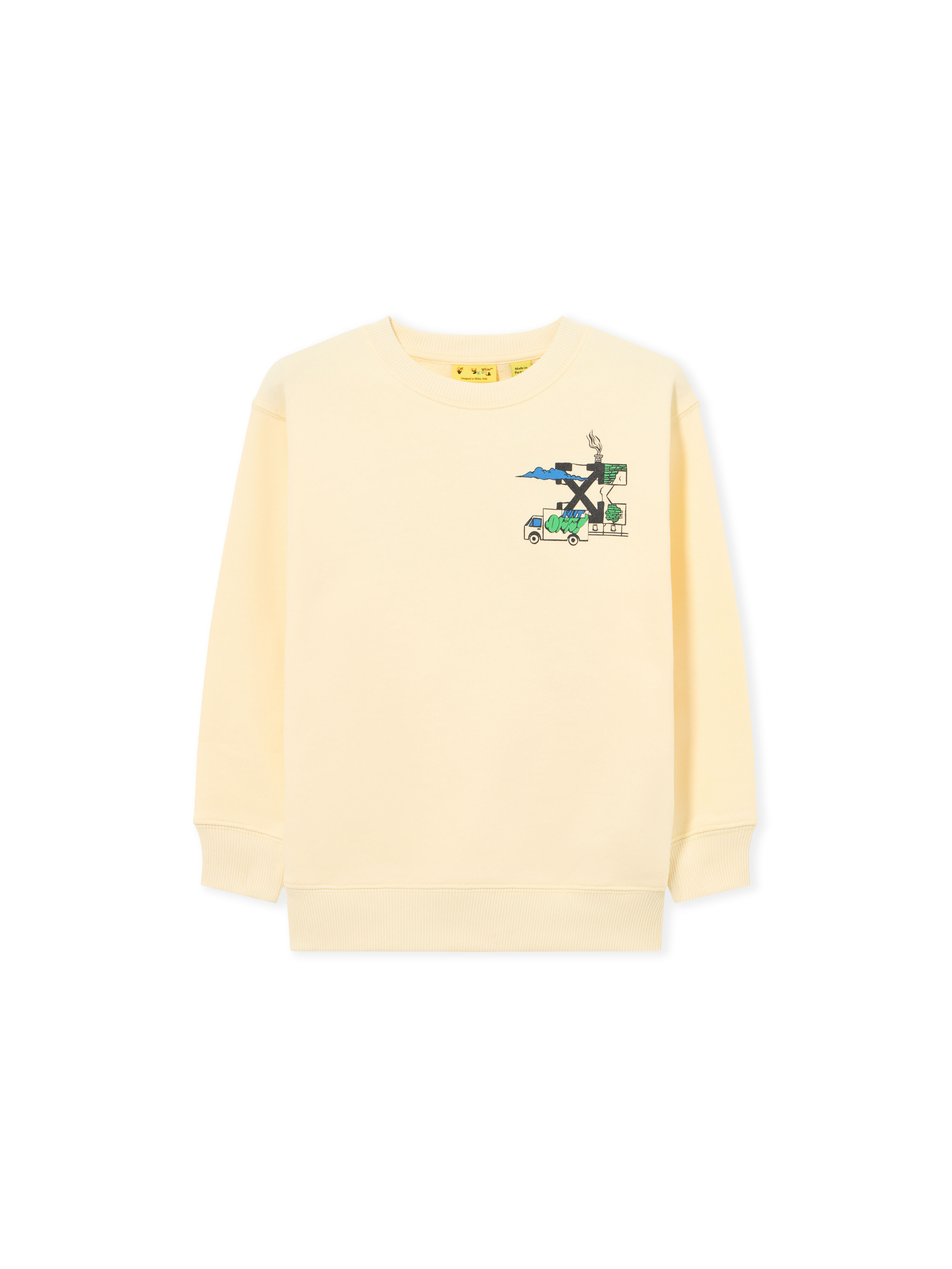 OFF WHITE Graffiti Crewneck PEAR SORBET 44BBA001S26F002