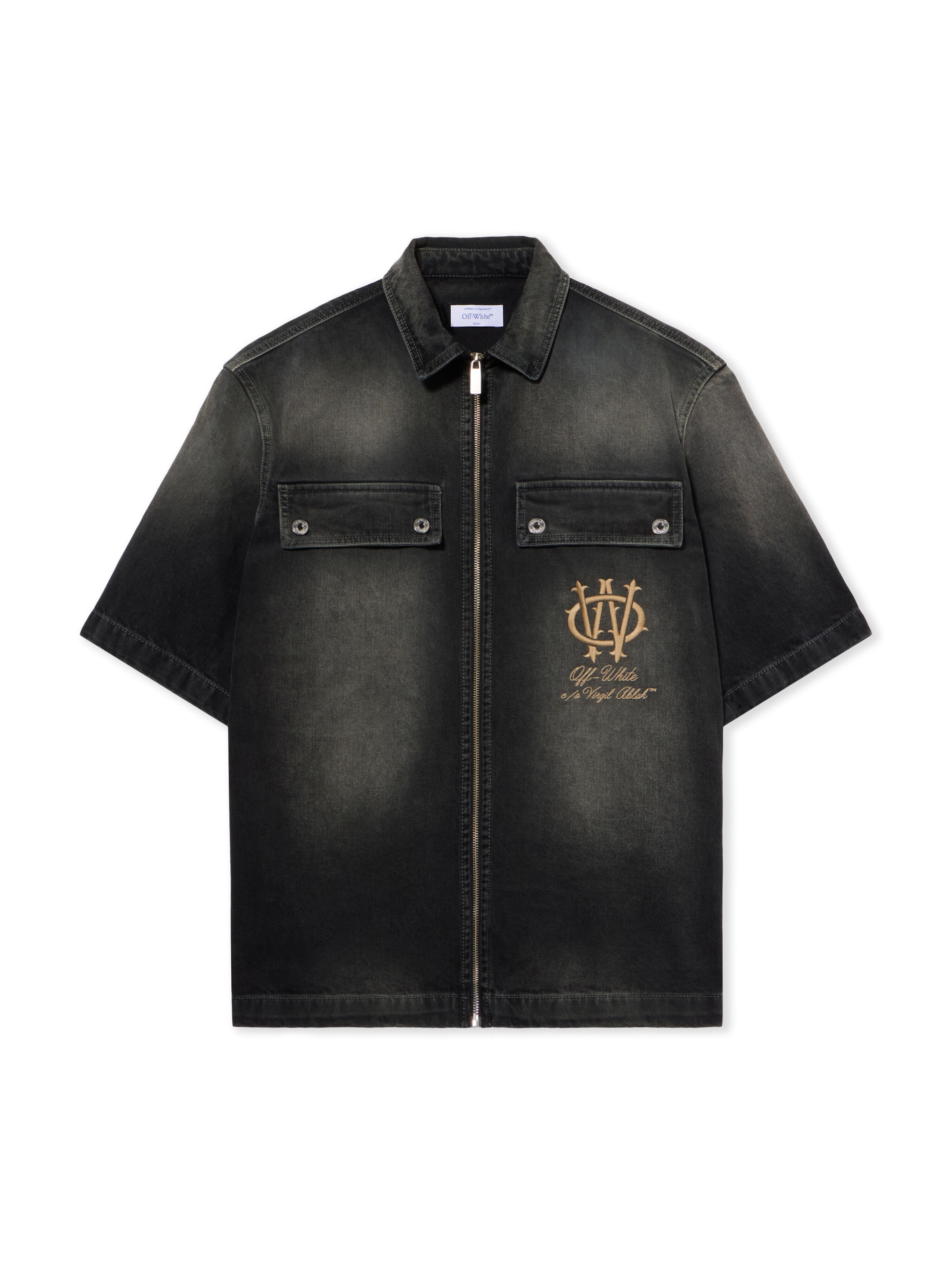 OFF WHITE Denim Zip Bowling Shirt DIRTY BLACK - FROZEN DEW OMYD05QF25DEN001