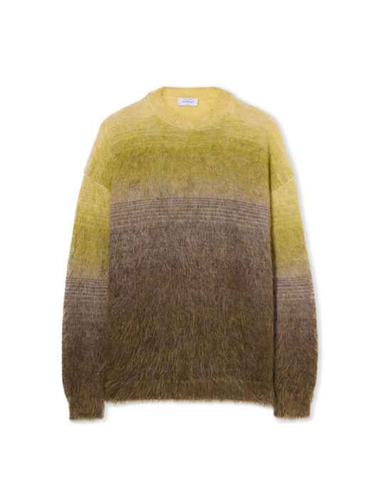 OFF WHITE Mohair Arrow Gradient Crewneck Sweater GREEN MOSS - BEECH OMHE170F25KNI001