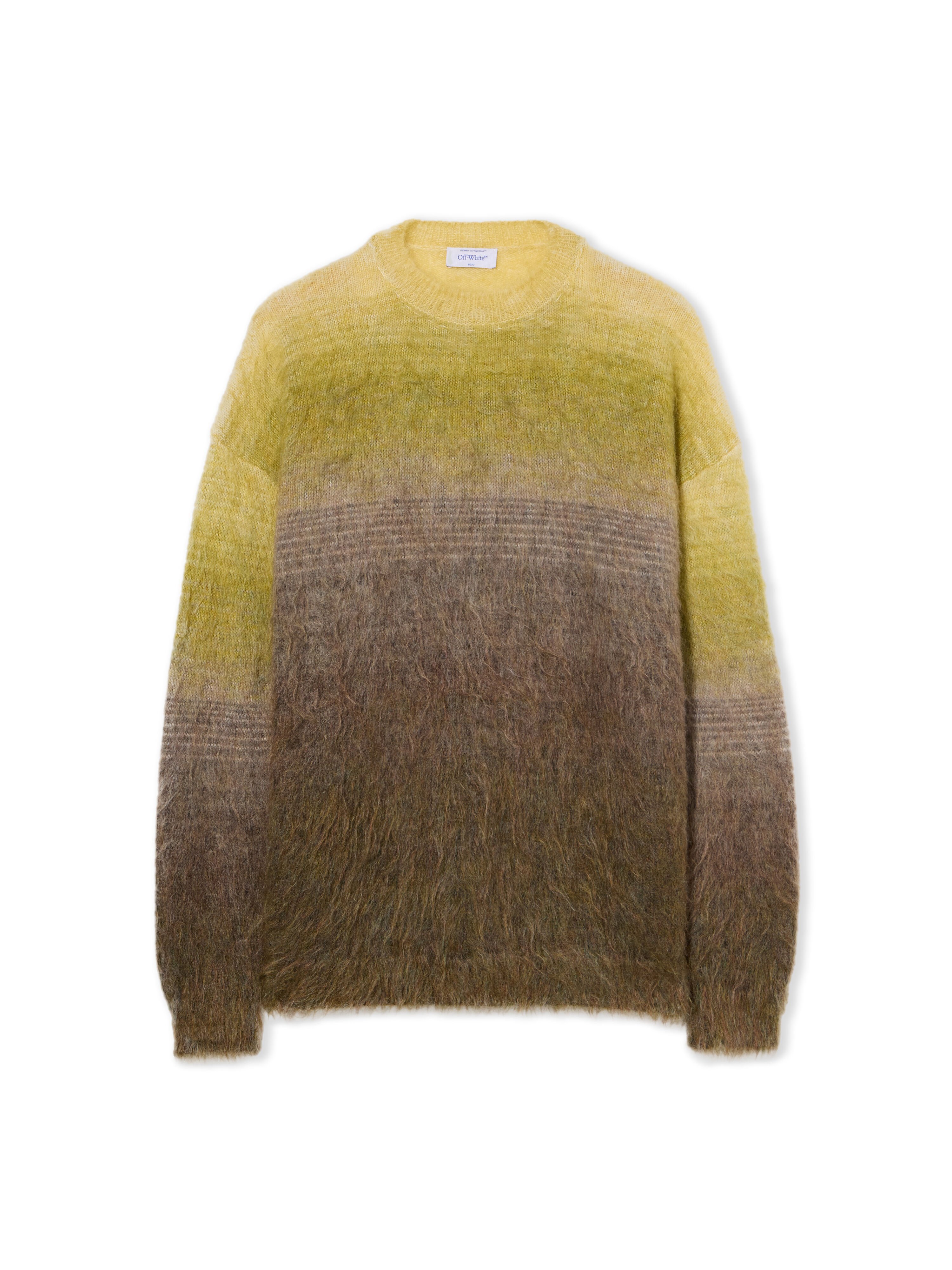 OFF WHITE Mohair Arrow Gradient Crewneck Sweater GREEN MOSS - BEECH OMHE170F25KNI001