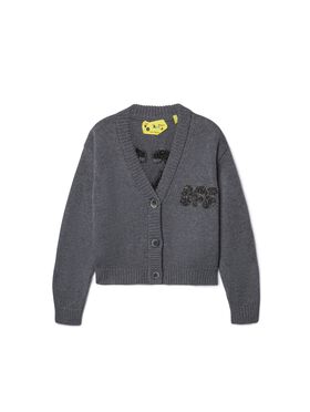 OFF WHITE Arrow Chunky Knit Cardigan GREY OGHB002F24KNI001