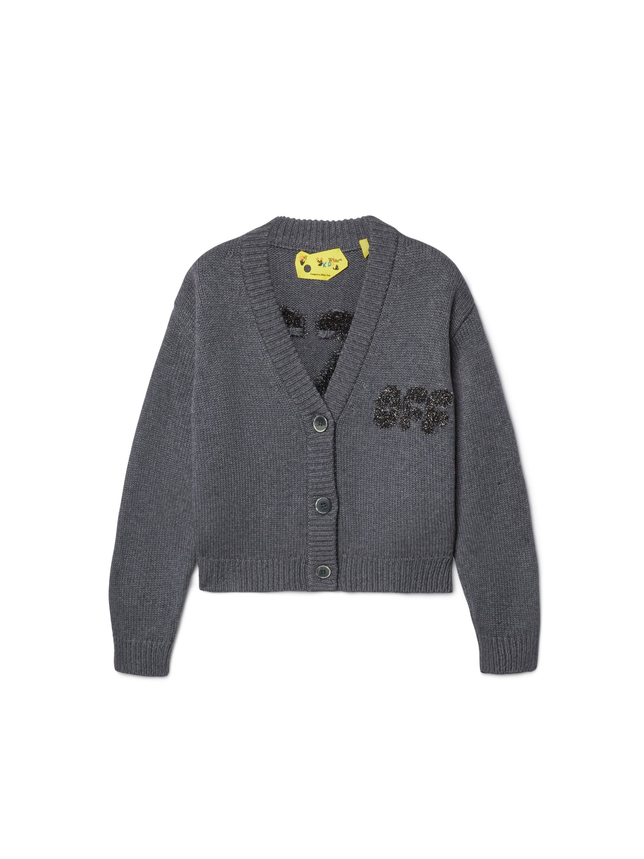 OFF WHITE Arrow Chunky Knit Cardigan GREY OGHB002F24KNI001