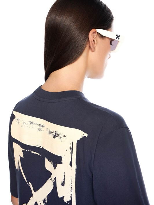 OFF WHITE Ink Arrow Boxy T-Shirt DARK SAPPHIRE-DOUBLE CREAM OWAA124F25JER005
