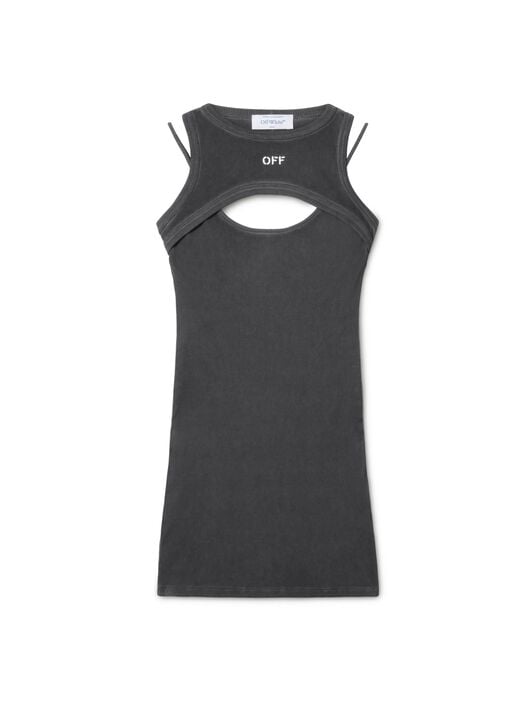 Off Stamp Rib Cut Out Dress OFF WHITE Off Stamp Rib Cut Out Dress GREY OWDB496F24JER001