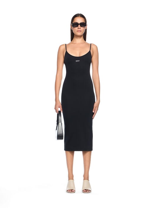 OFF WHITE Sleek Strappy Midi Dress BLACK-WHITE OWDB55FF25JER001