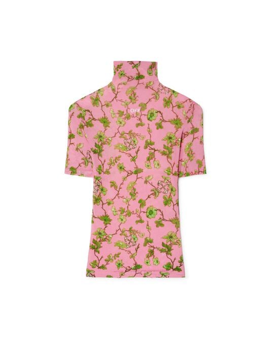 Rosa Tüll Kurzarm Rollkragenpullover OFF WHITE Rosa Tüll Kurzarm Rollkragenpullover ROSA OWAD137F24JER002