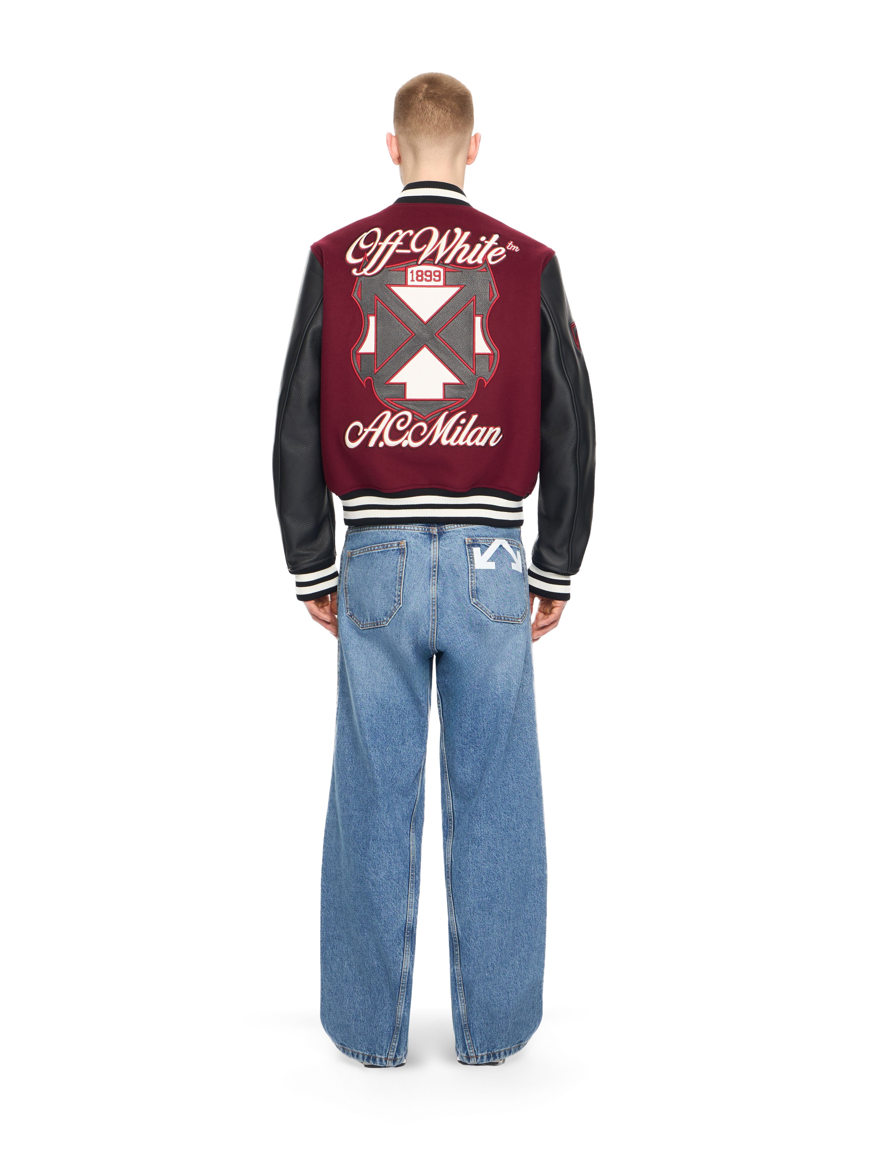 AC Milan X Off-White™ Varsity Jacket OFF WHITE AC Milan X Off-White™ Varsity Jacket BLACK RED 44MEA305G25F002