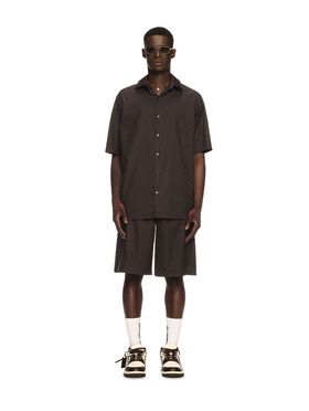OFF WHITE Chocolate Jacquard Check Bowling Shirt GREY OMBB085S25FLE003