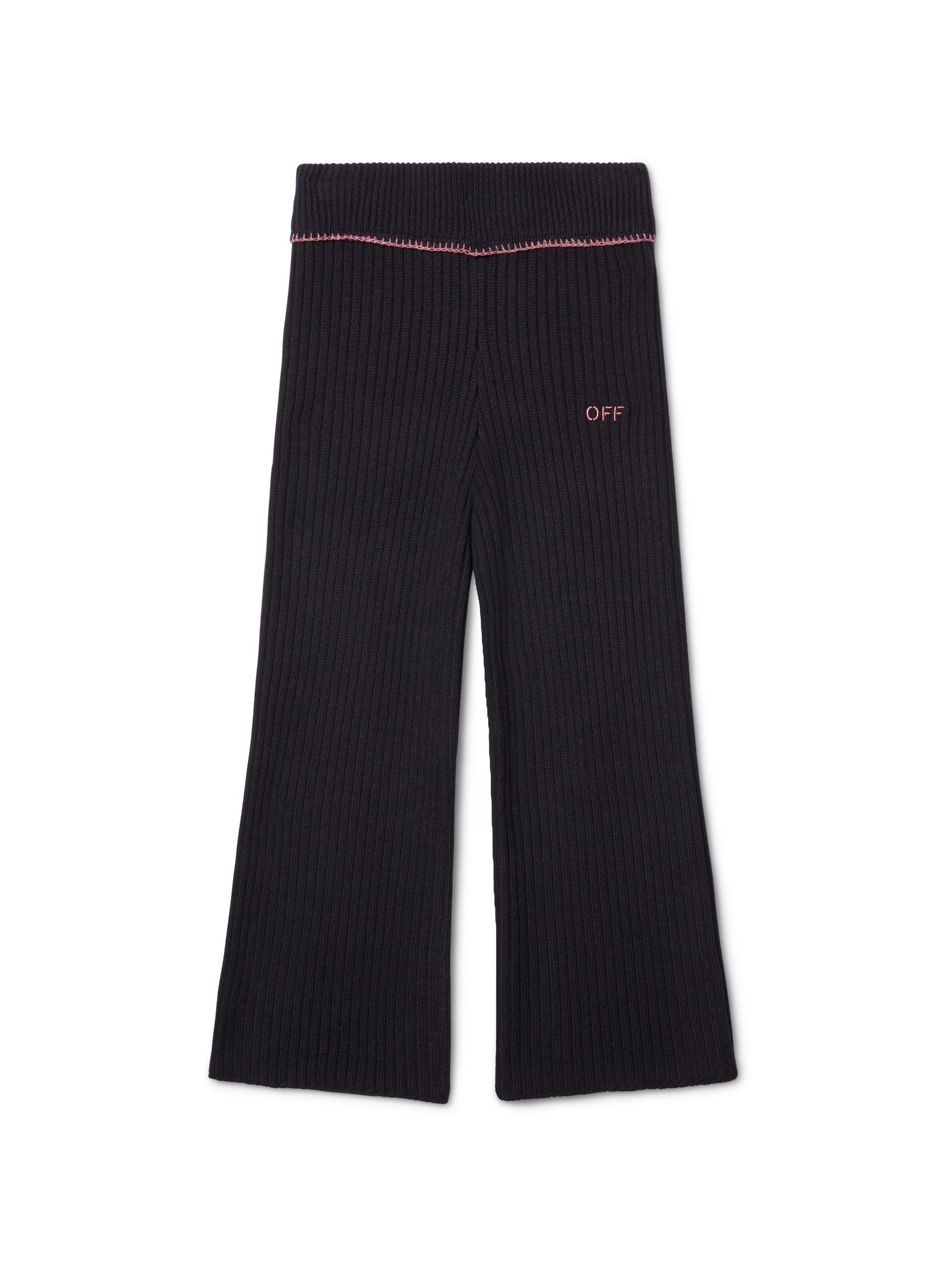 OFF WHITE schwarze gerippte hose mit "off" logo SCHWARZ OGHG001F24KNI001