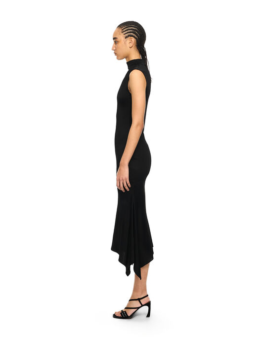 OFF WHITE Fluid Sleeveless Midi Dress Black-Black 2DB578S26JER001