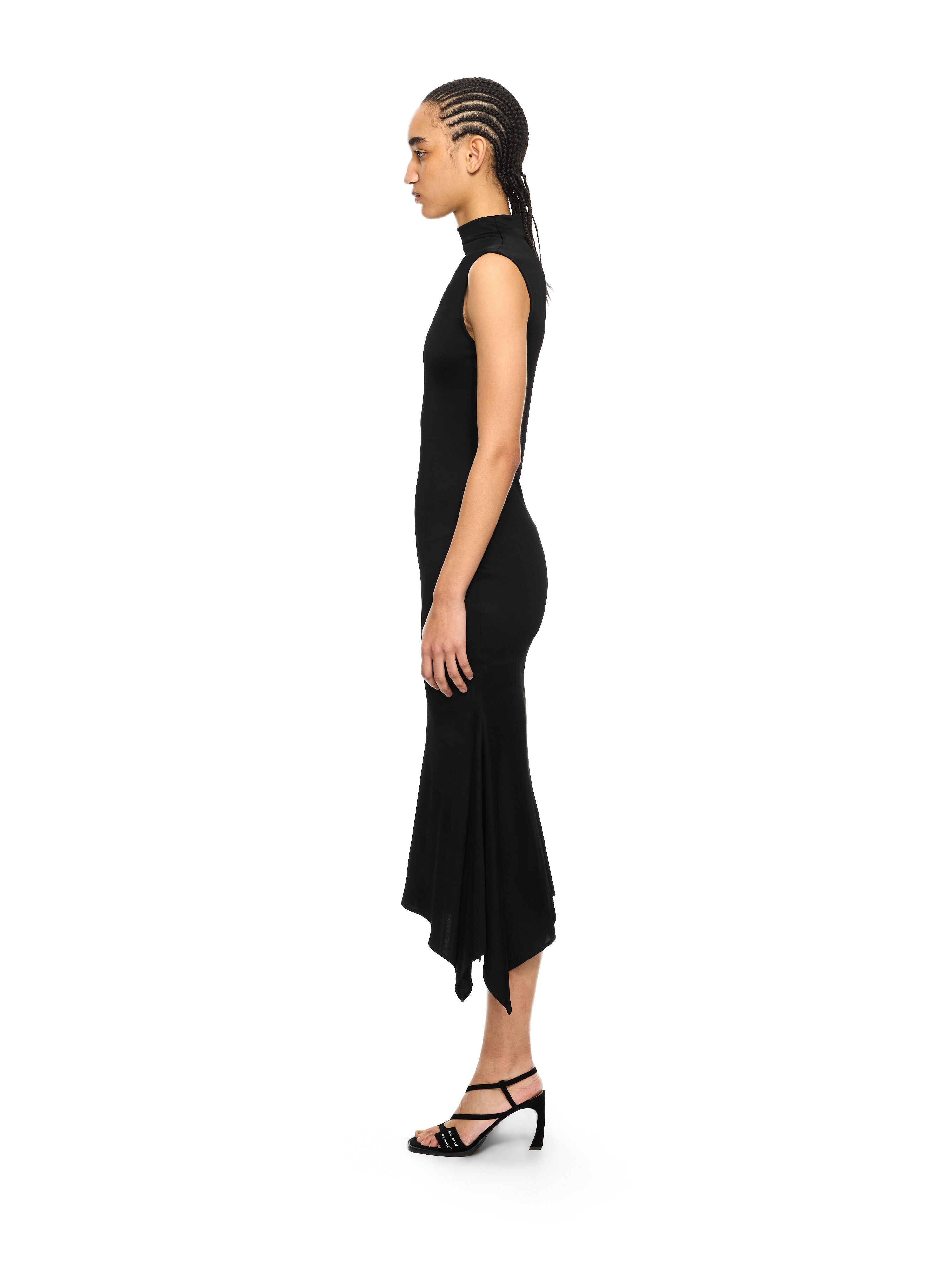 OFF WHITE Fluid Sleeveless Midi Dress Black-Black 2DB578S26JER001