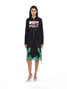 OFF WHITE Miles Davis Architecture Slim Zip-Up Hoodie Black-Black 2FE00730T