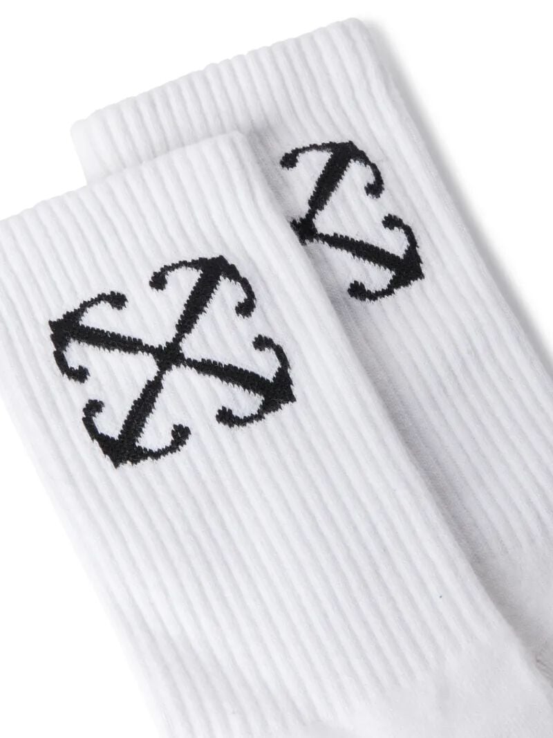 OFF WHITE Calzini Bianchi Medi Con Motivo Arrow BIANCO OMRA080C99KNI001