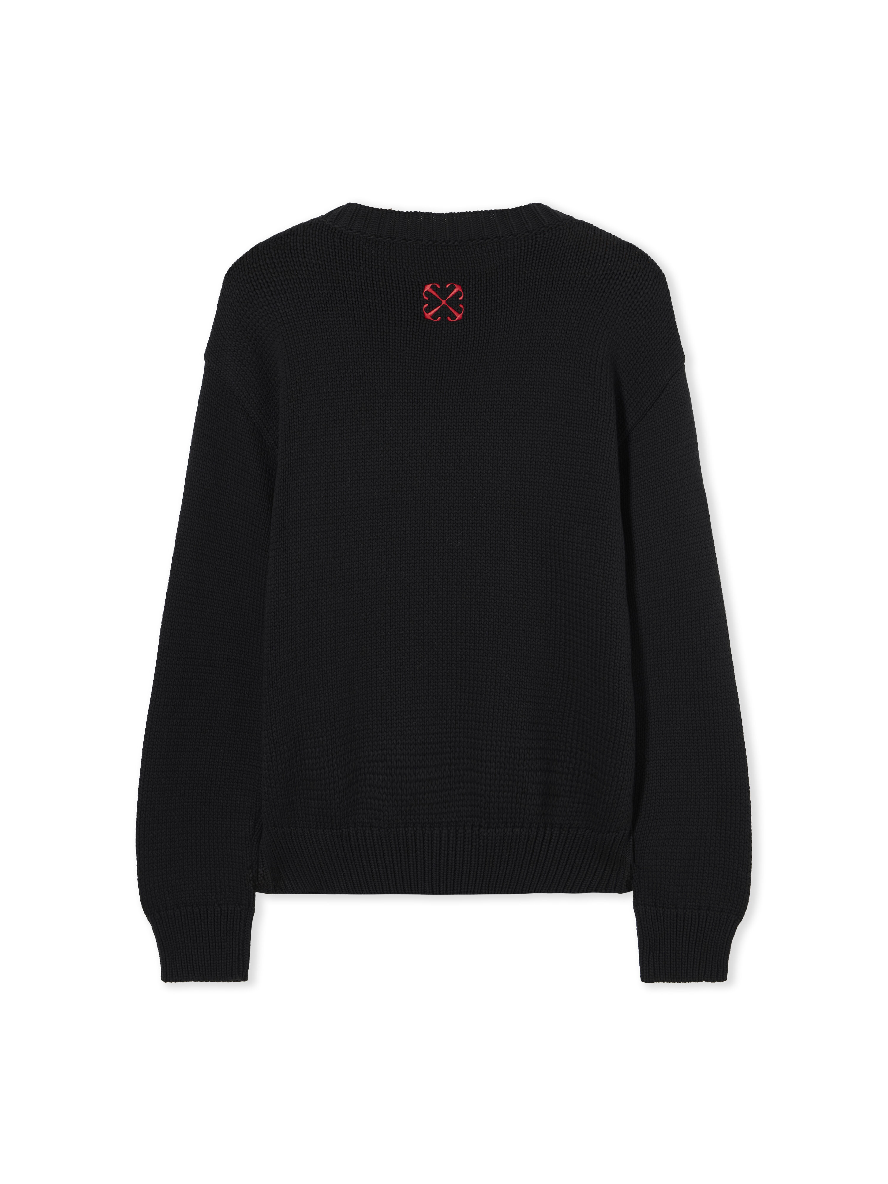 OFF WHITE Sphere Logo Chunky Knit Crewneck Sweater BLACK - CHILI PEPPER OMHE136F25KNI001