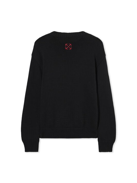 Sphere Logo Chunky Knit Crewneck Sweater OFF WHITE Sphere Logo Chunky Knit Crewneck Sweater BLACK - CHILI PEPPER OMHE136F25KNI001