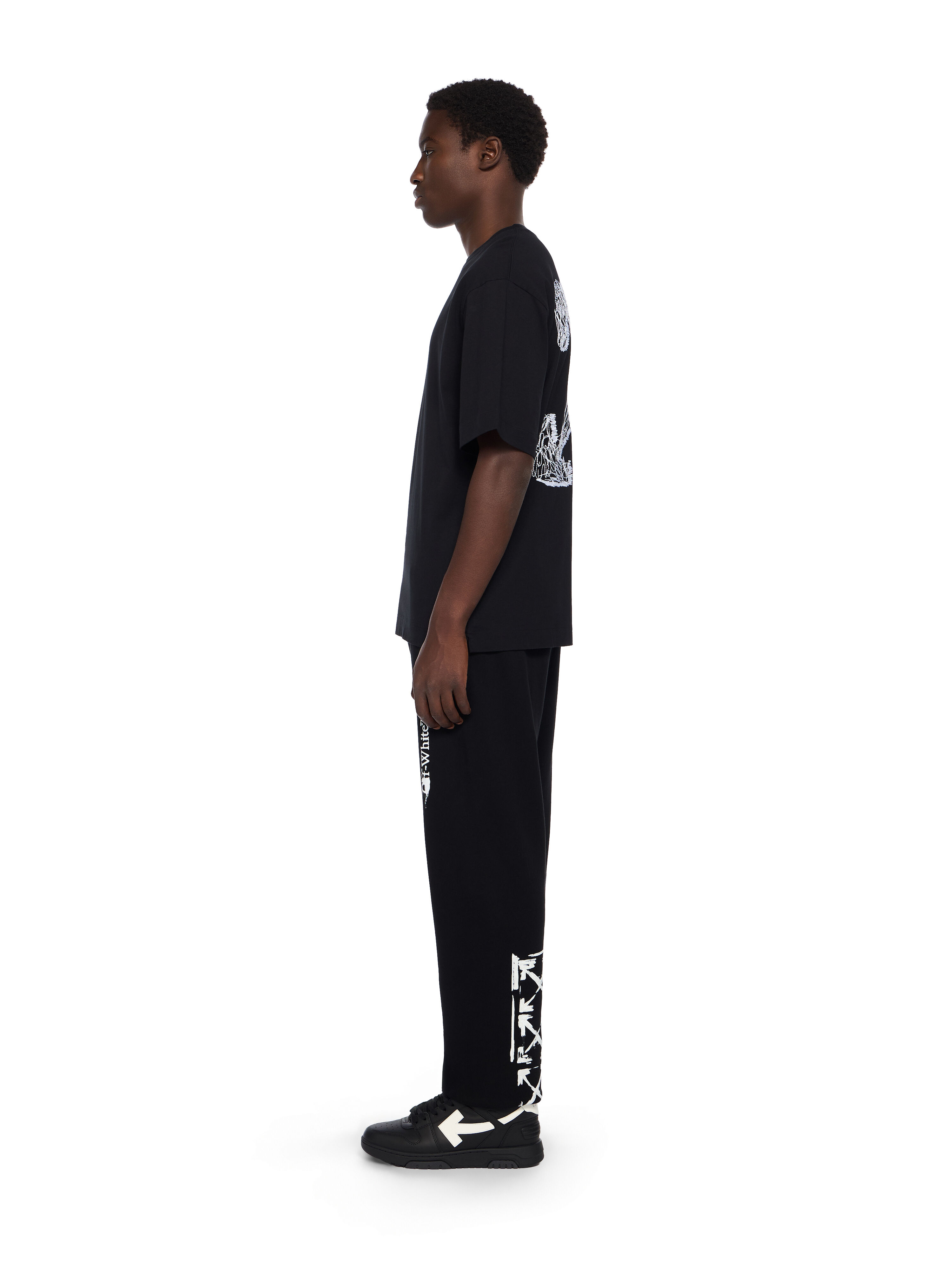 OFF WHITE Ink Arrow Cuffed Sweatpants BLACK - WHITE OMCH057F25FLE002