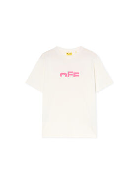 OFF WHITE Type Logo Logo T-Shirt WHITE - FUCHSIA OGAA001F25JER002