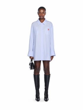 OFF WHITE Striped Poplin Shirt Dress KENTUCKY BLUE-RED DAHLIA OWDG00EF25FAB001