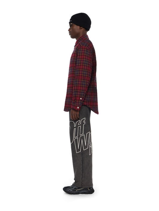 Spray Arrow Check Flannel Overshirt OFF WHITE Spray Arrow Check Flannel Overshirt BURGUNDY - BLACK OMES01AF25FAB002