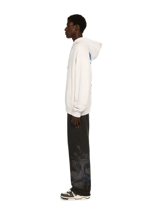 OFF WHITE Brush Arrow Skate Hoodie GREY MELANGE - NAUTICAL BLUE OMBB085F25FLE00I