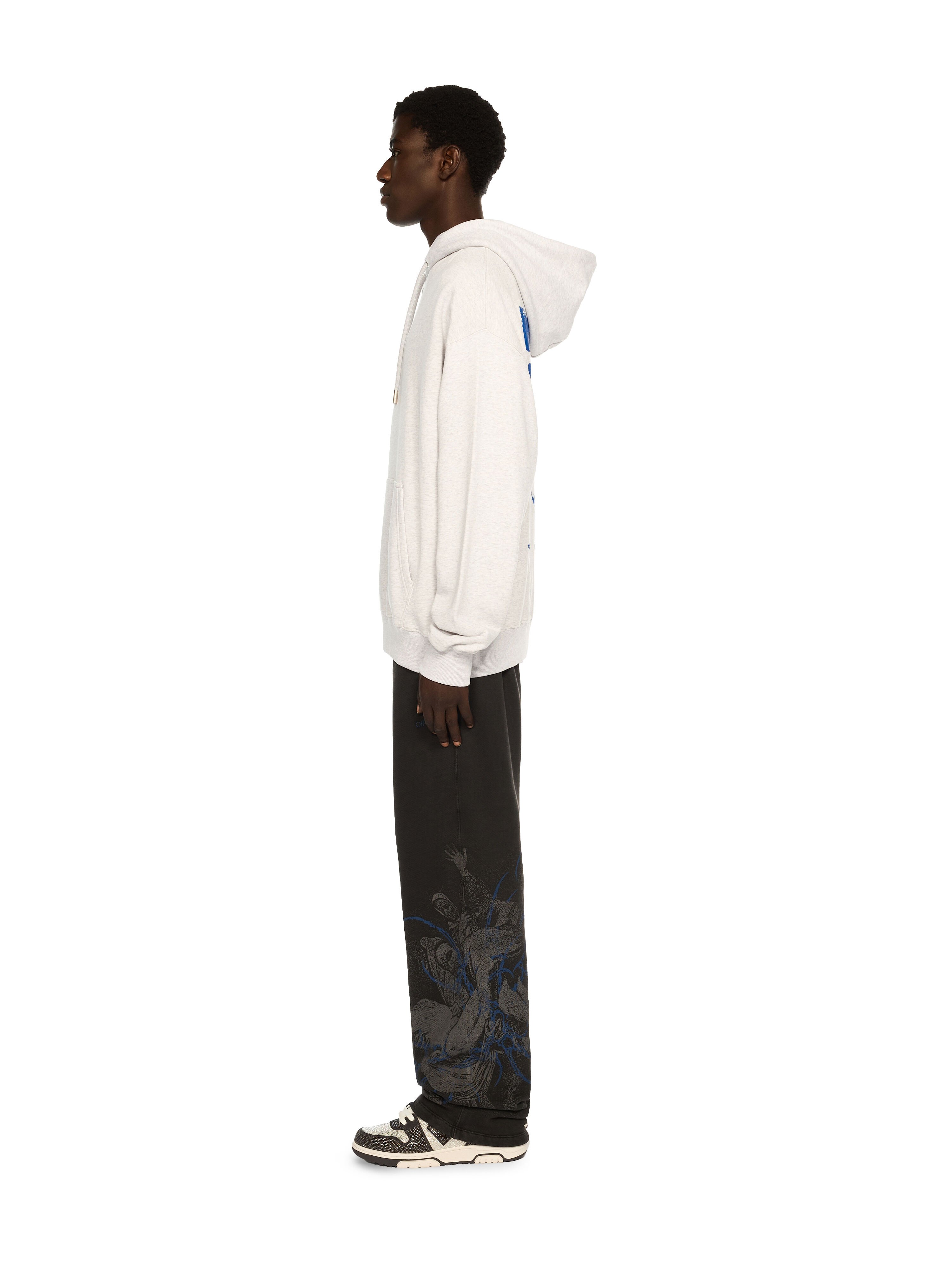 OFF WHITE Brush Arrow Skate Hoodie GREY MELANGE - NAUTICAL BLUE OMBB085F25FLE00I