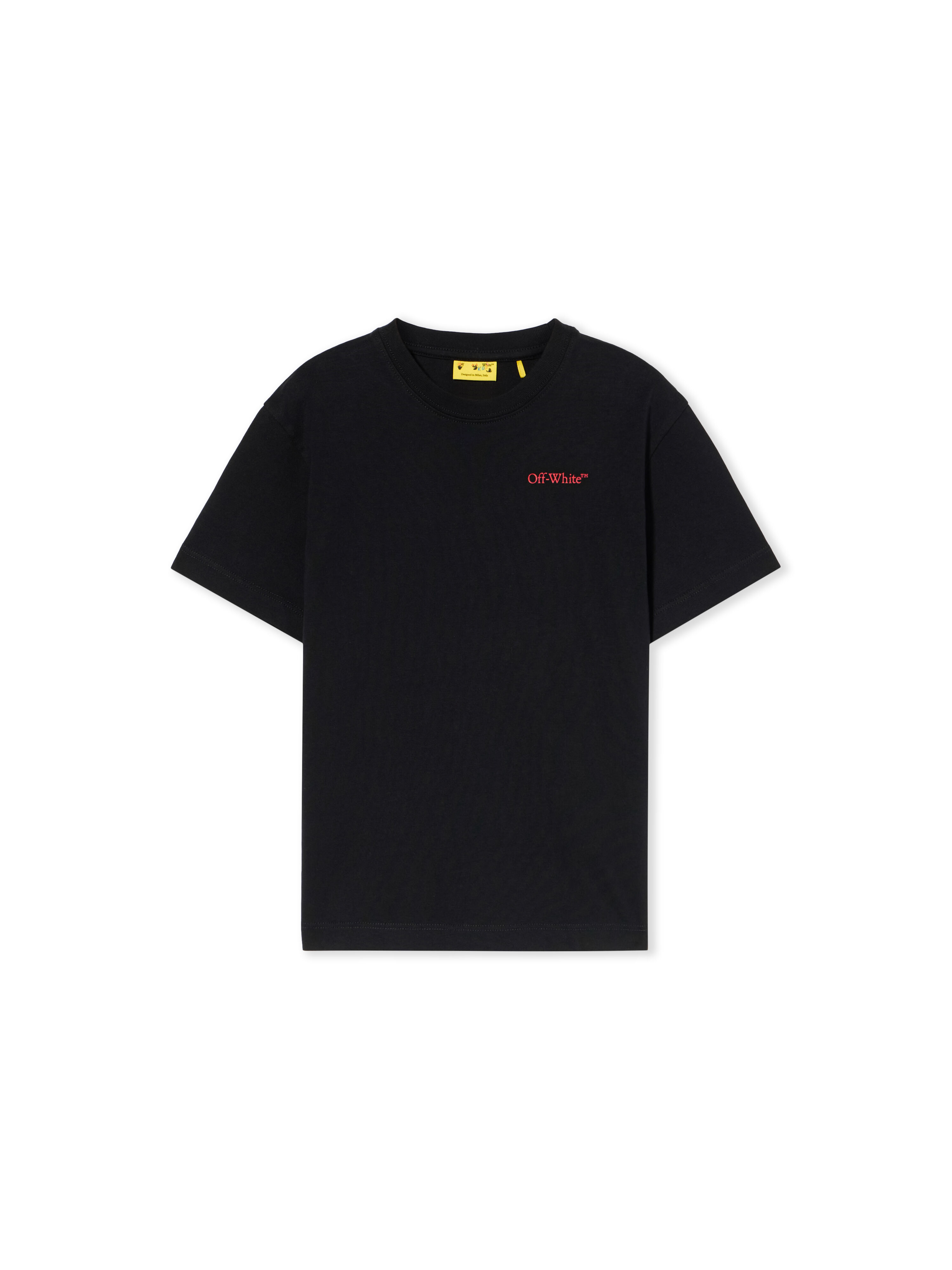 OFF WHITE Arrow Outline Flock Logo T-Shirt BLACK - RED OBAA002F25JER00D