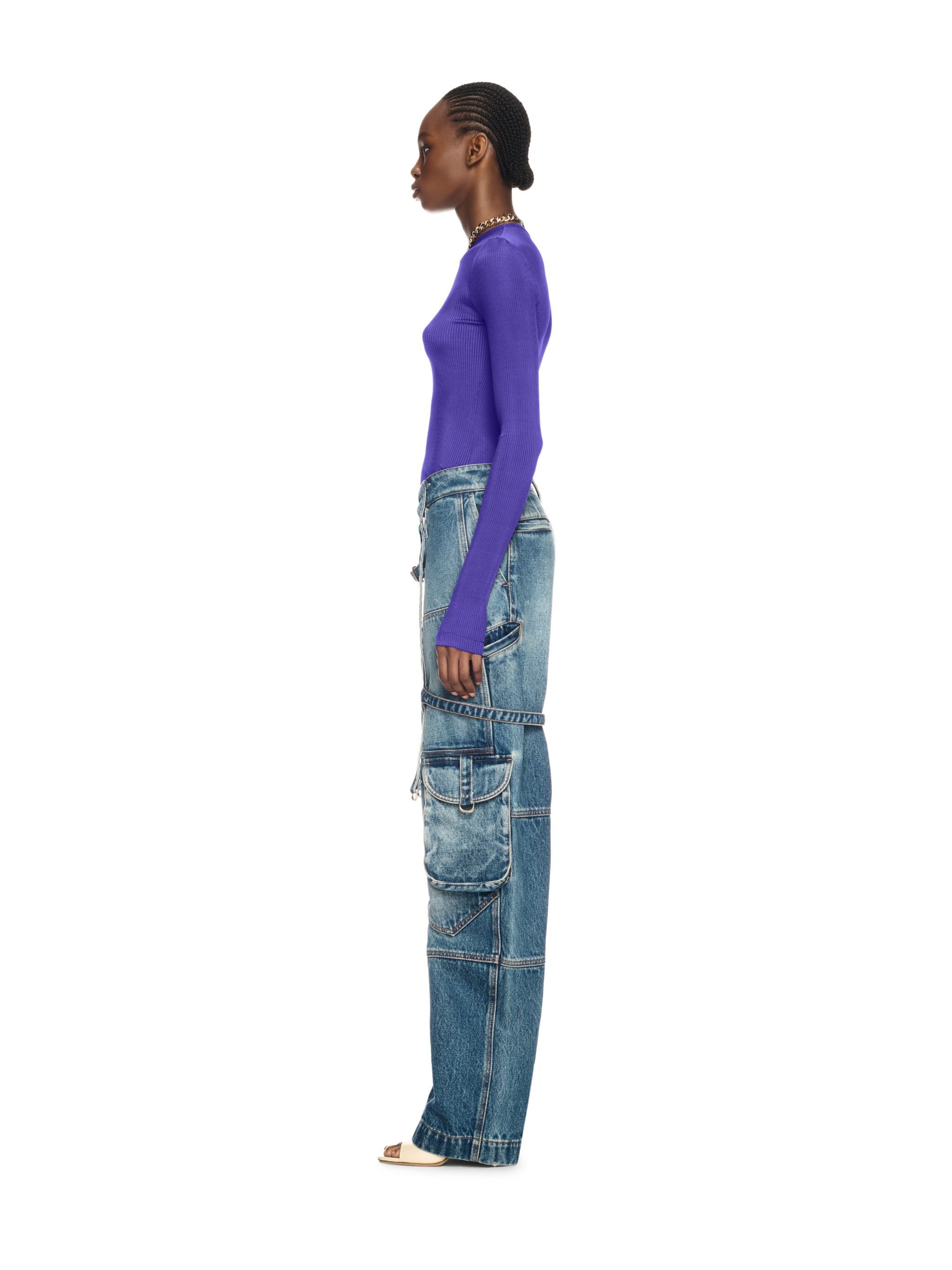 OFF WHITE Violet Ribbed Long-Sleeved Top PURPLE OWAD136S25JER001
