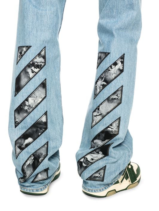 Blaue Diagonal Fresco Jeans OFF WHITE Blaue Diagonal Fresco Jeans BLAU OMYA18JS25DEN001