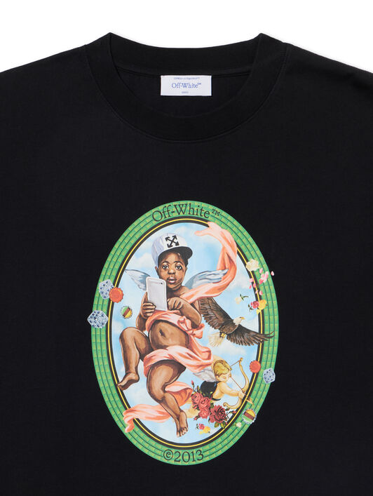 OFF WHITE Fresco Oval Skate  T-Shirt BLACK - WHITE OMAA120S25JER002