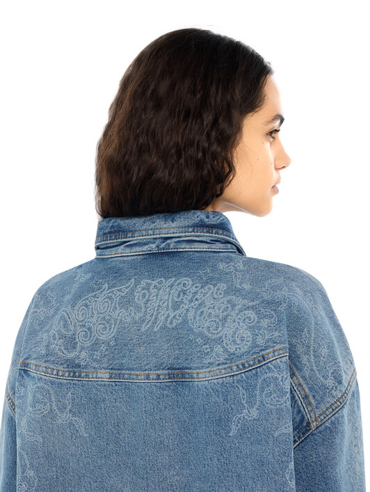 Paisley Denim Lover Shirt Jacket OFF WHITE Paisley Denim Lover Shirt Jacket Light Medium Blue White 2FB00664T