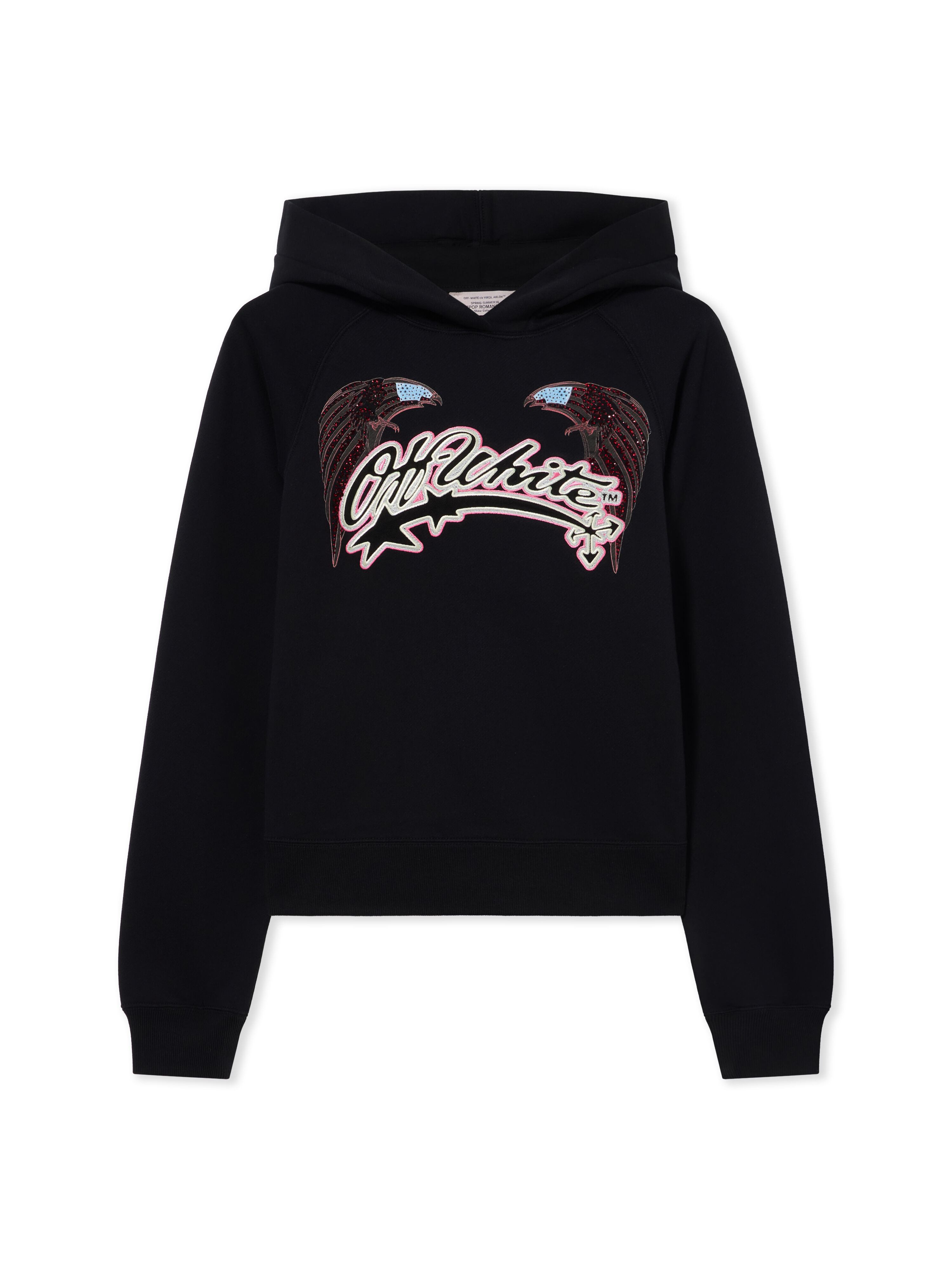 OFF WHITE Swarovski Double Eagle Raglan Hoodie Black-Black 29E00292T
