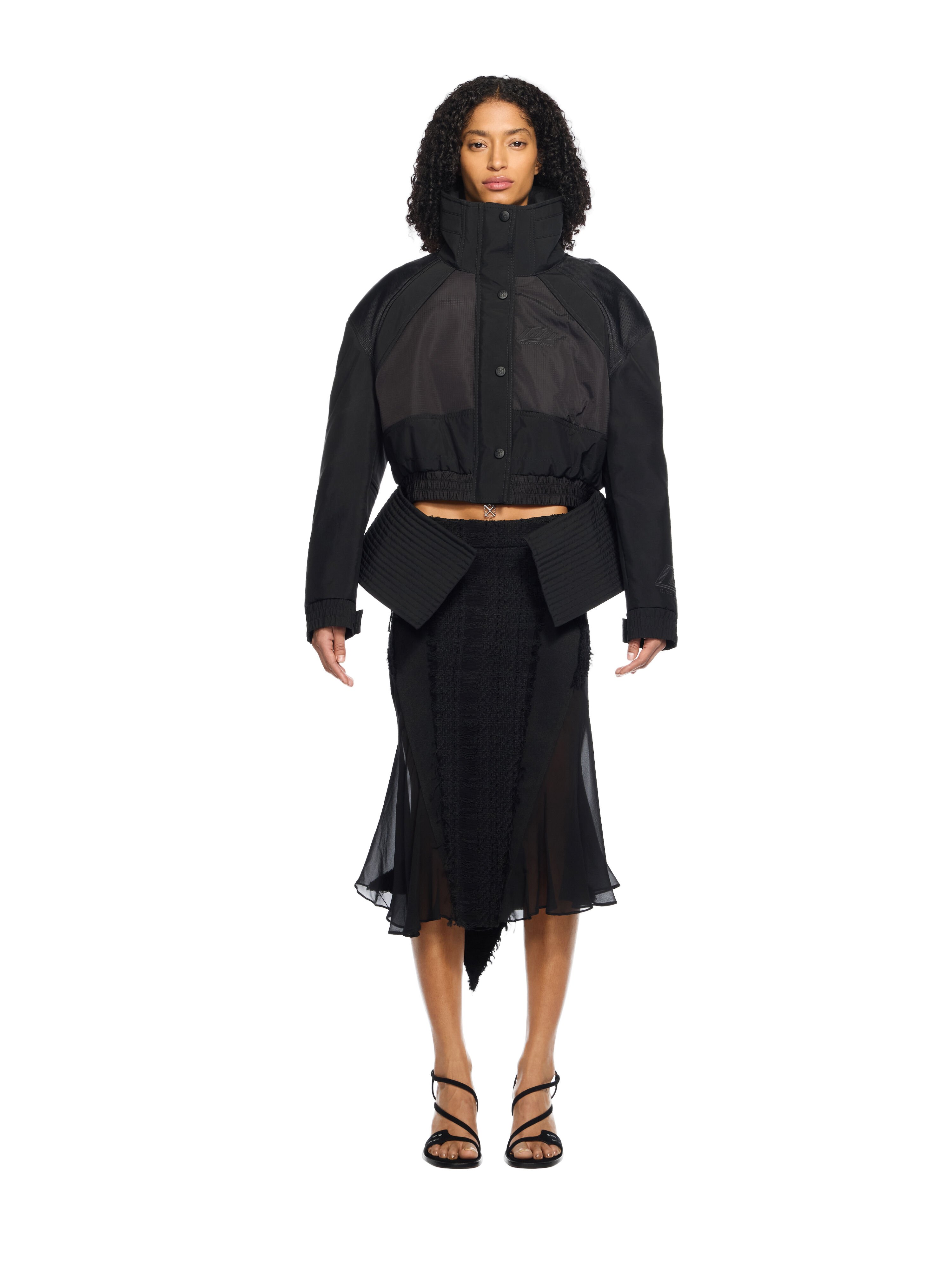 Race Peplum Bomber Jacket OFF WHITE Race Peplum Bomber Jacket BLACK - NO COLOR OWEH033W25FAB001