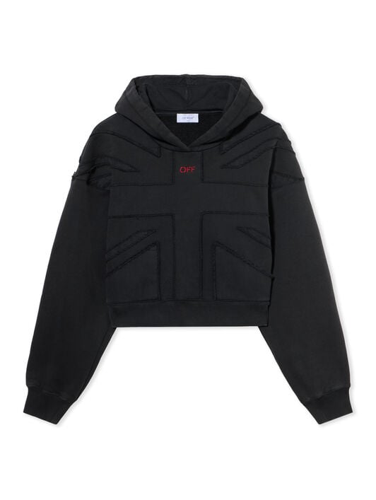 UK CROP HOODIE OFF WHITE UK CROP HOODIE WASHED BLACK-RED DAHLIA OWBB056F25FLE001