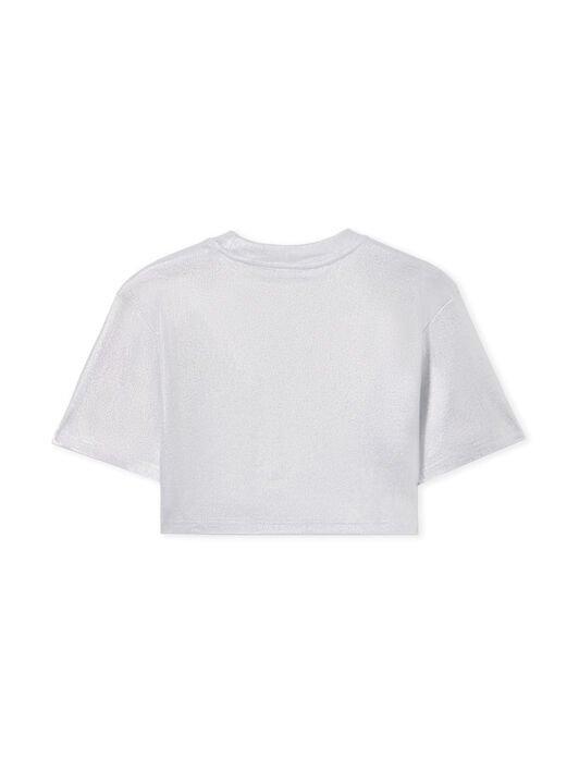 OFF WHITE Off Coated Rib Crop T-Shirt SILVER - WHITE OWAA081S25JER001
