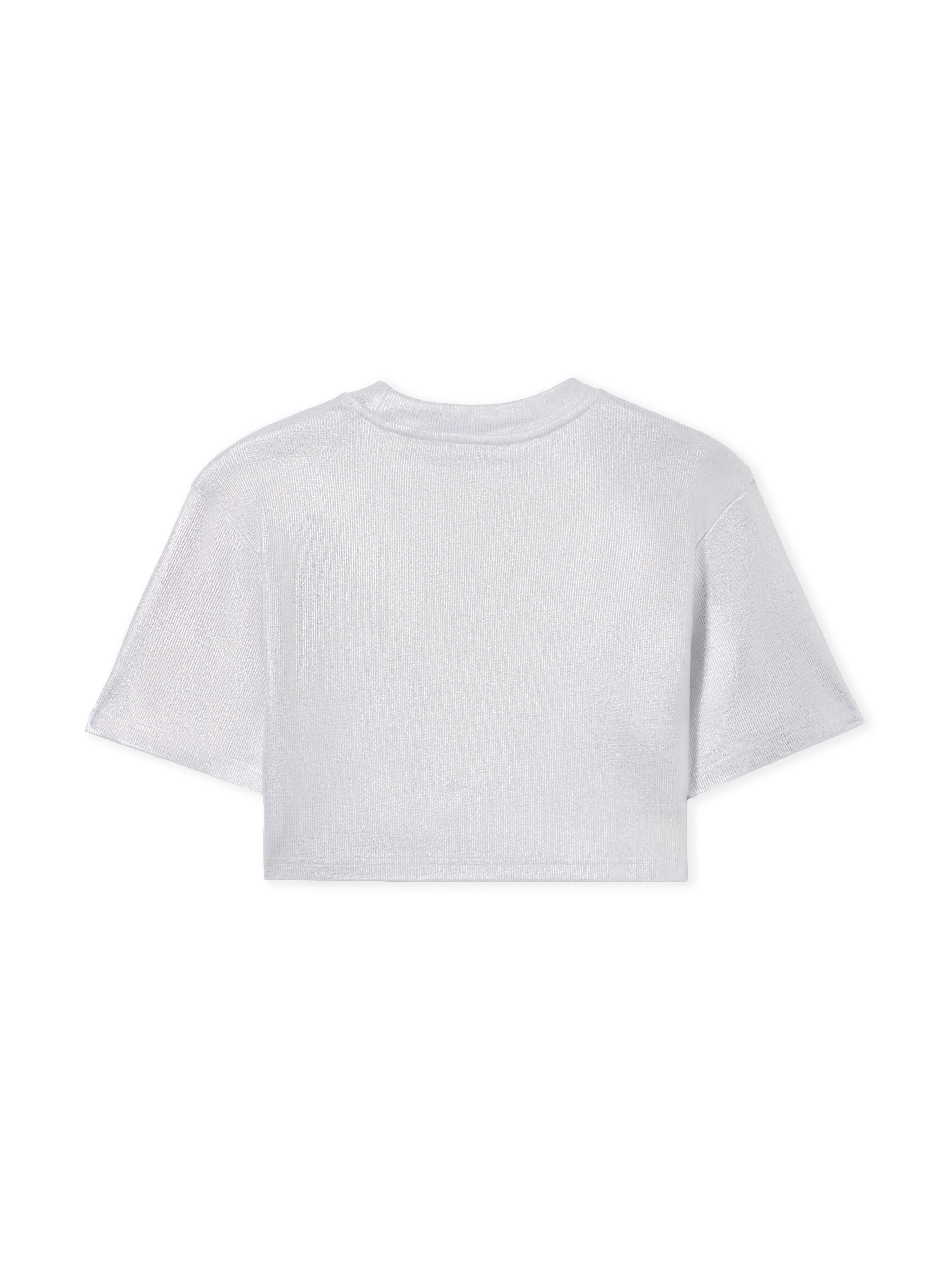 OFF WHITE Off Coated Rib Crop T-Shirt SILVER - WHITE OWAA081S25JER001