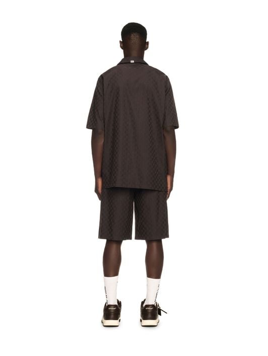 OFF WHITE Chocolate Jacquard Check Bowling Shirt BROWN OMGG013S25FAB004